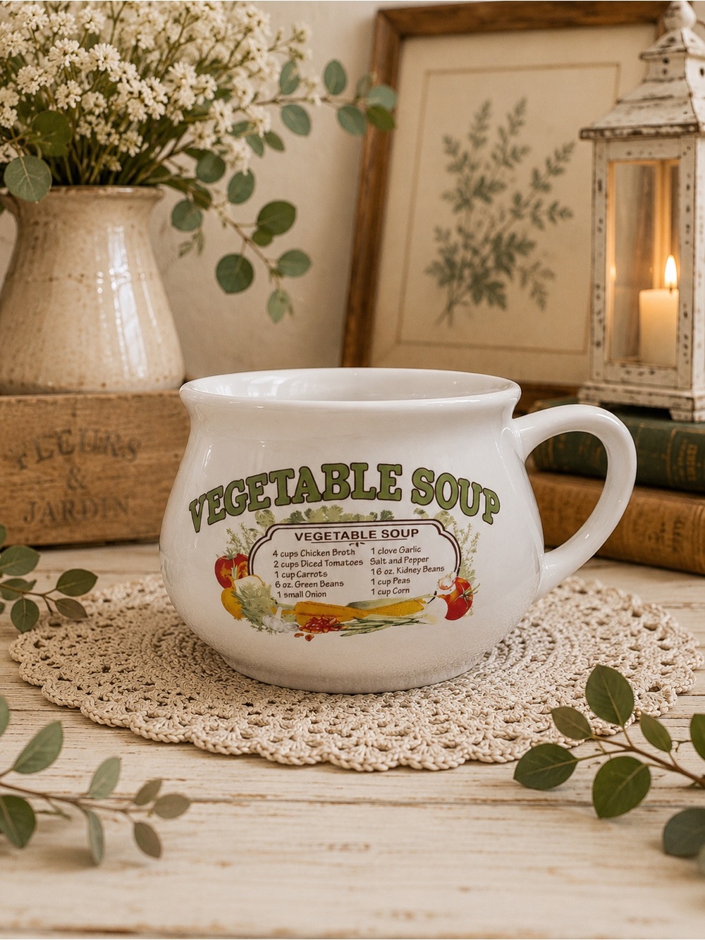 Vegetable Soup Ceramic Mug - White